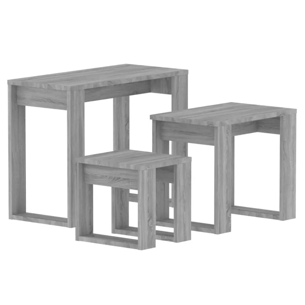Mesa de Bistrô Mesas de encastrar 3 pcs derivados de madeira cinzento sonoma