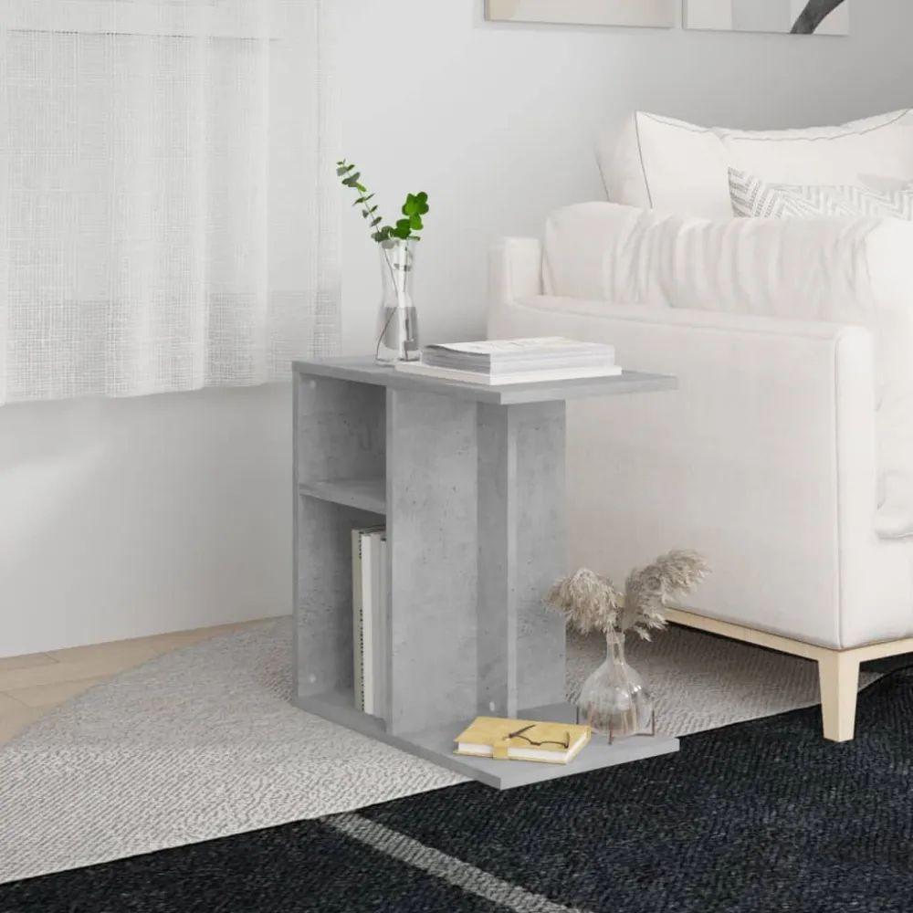 Mesa de Canto para Mesa de apoio 50x30x50 cm contraplacado cinzento cimento