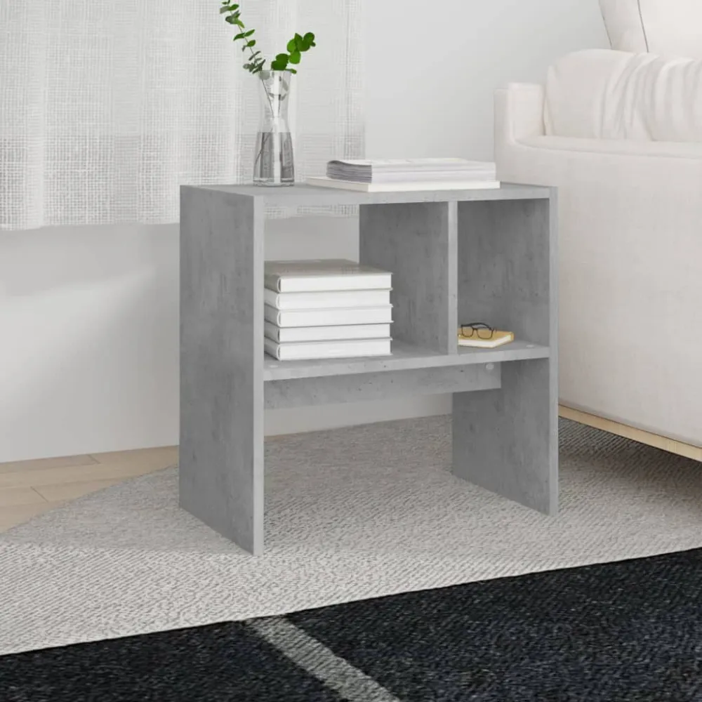 Mesa de Canto para Mesa de apoio 50x30x50 cm contraplacado cinzento cimento