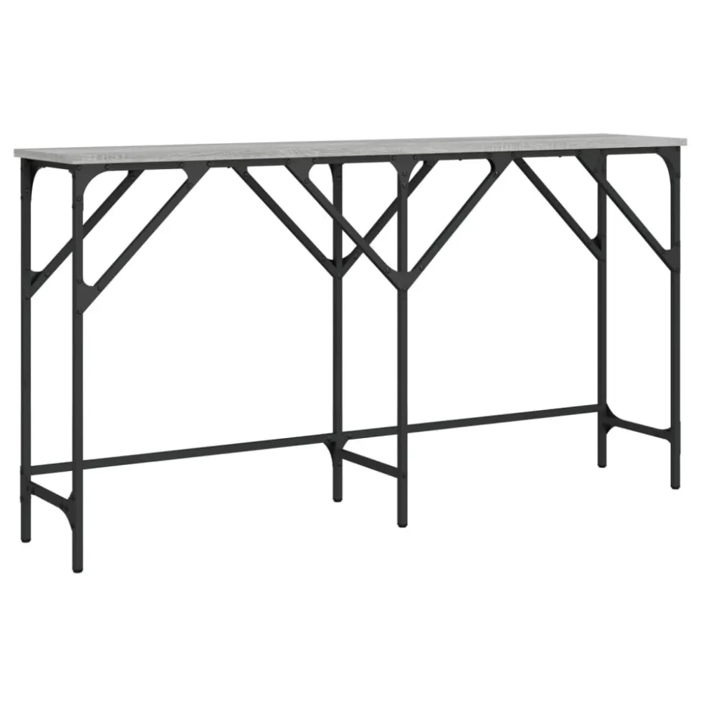 Mesa consola 140x29x75 cm derivados de madeira cinzento sonoma com Vidro Temperado