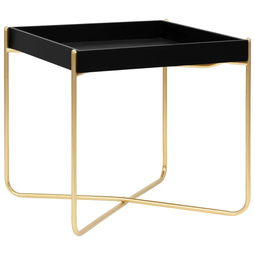 Mesa Dobrável para Mesa de apoio 38x38x38,5 cm MDF preto e dourado