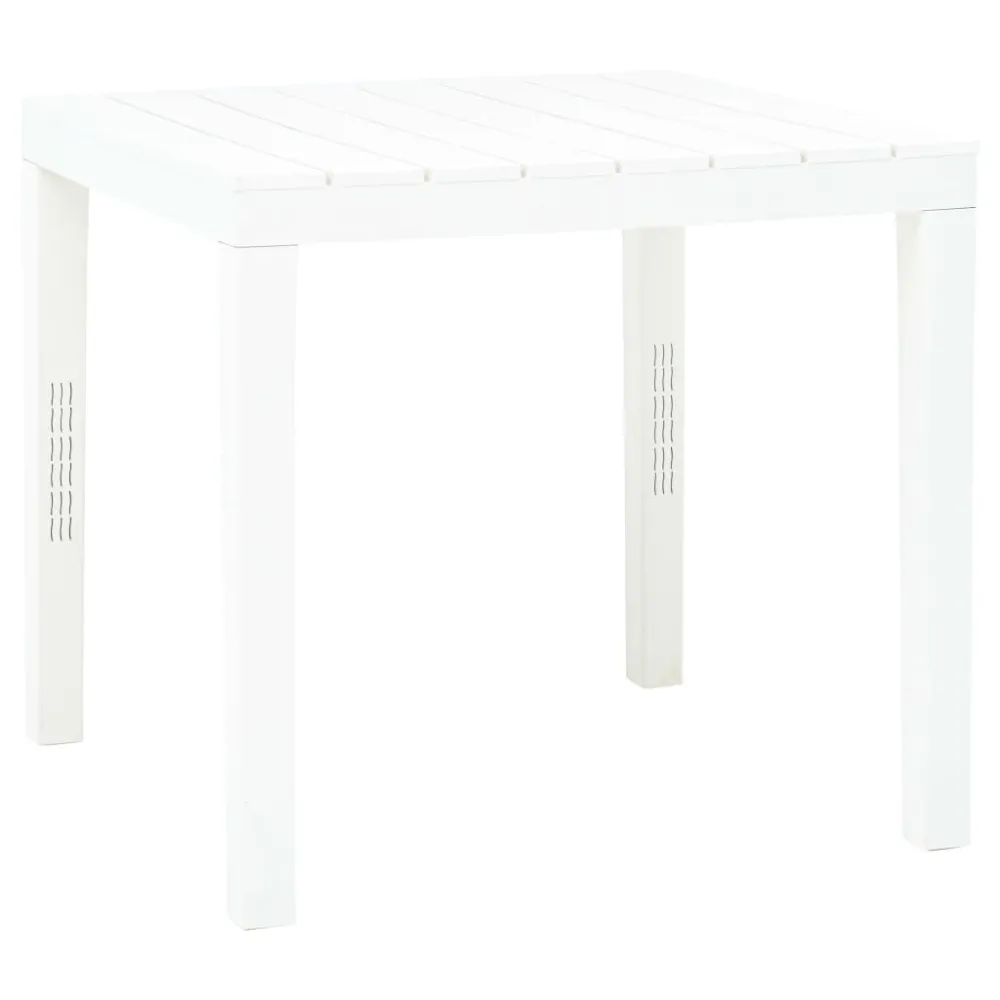Mesa de jardim 78x78x72 cm plástico branco com Base em Pedra Artificial