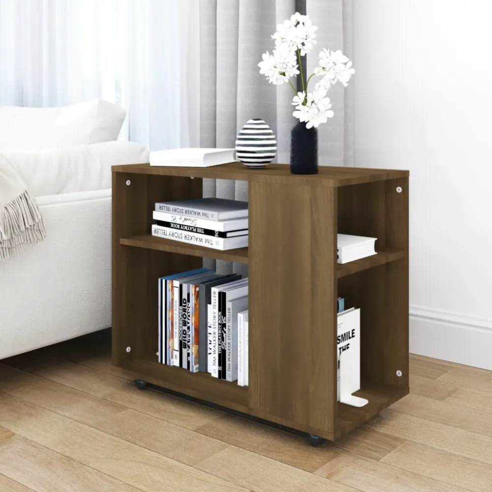 Mesa de Jardim Mesa de apoio 70x35x55cm derivados de madeira carvalho castanho
