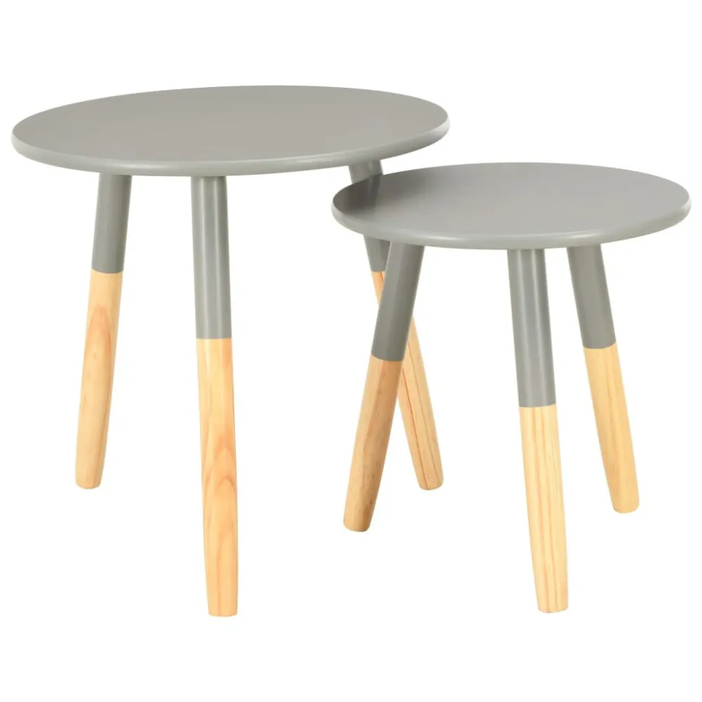 Mesa de Jardim Mesas de apoio 2 pcs pinho maciço cinzento