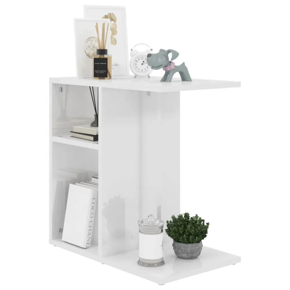 Mesa de Jardim Robusta Mesa de apoio 50x30x50 cm derivados de madeira branco cintilante