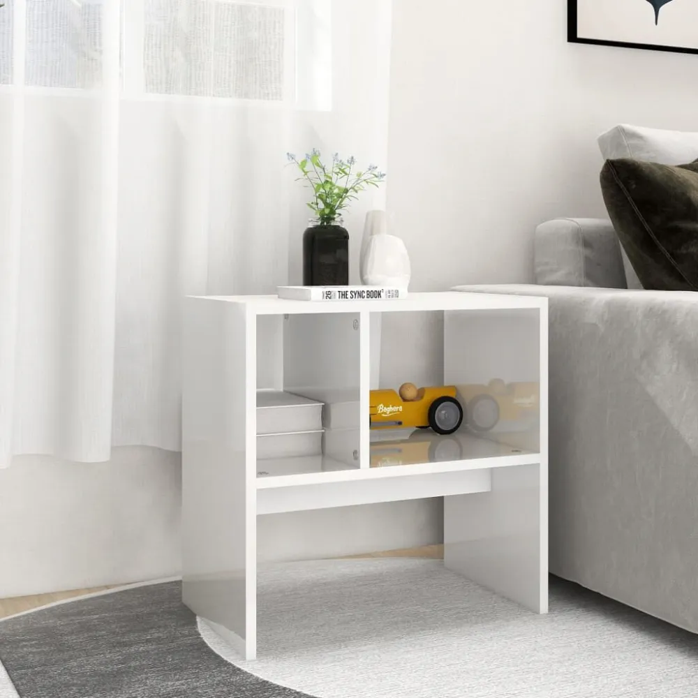 Mesa de Jardim Robusta Mesa de apoio 50x30x50 cm derivados de madeira branco cintilante