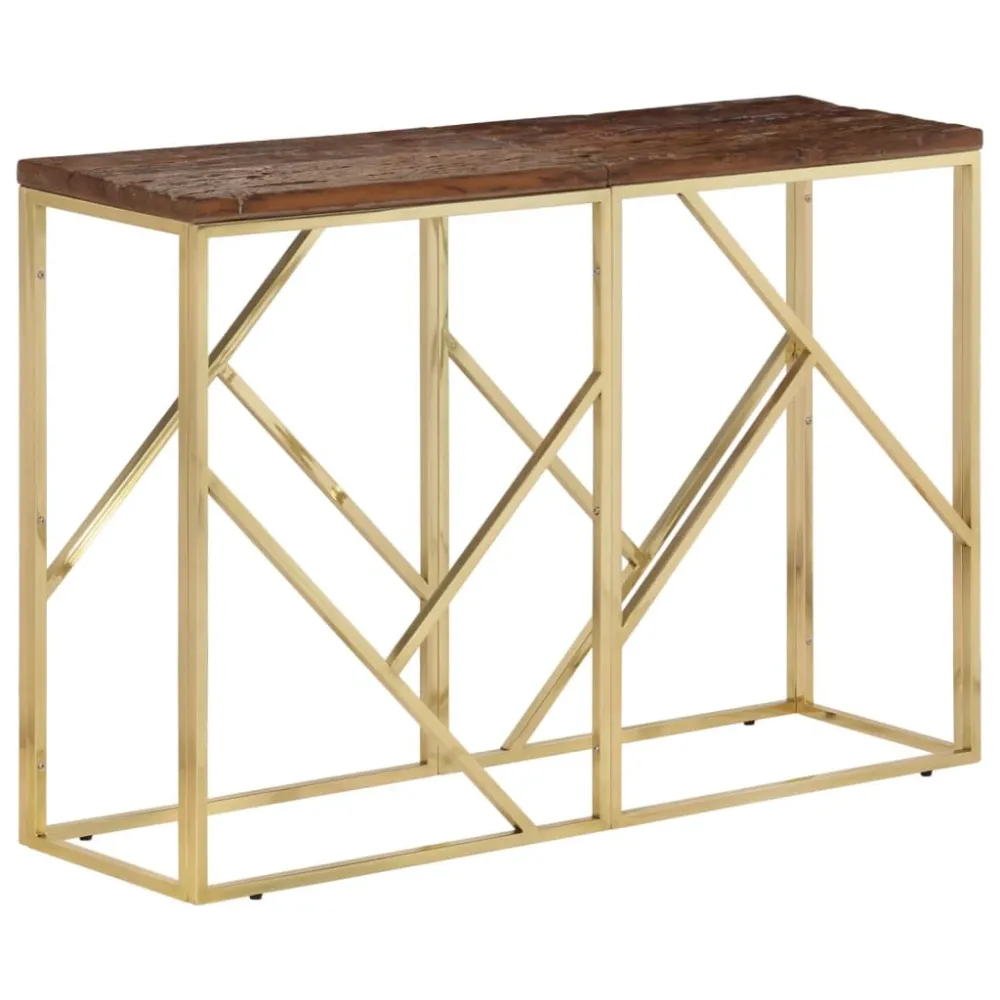 Mesa de Jardim Robusta Mesa consola ço inoxidável/madeira ferroviária maciç prateado