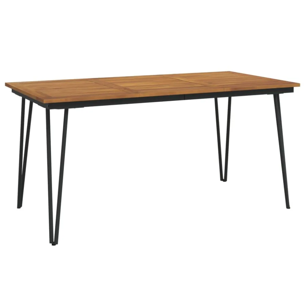 Mesa de Jardim Robusta Mesa jardim com pernas estilo grampo 160x80x75 cm acácia maciç