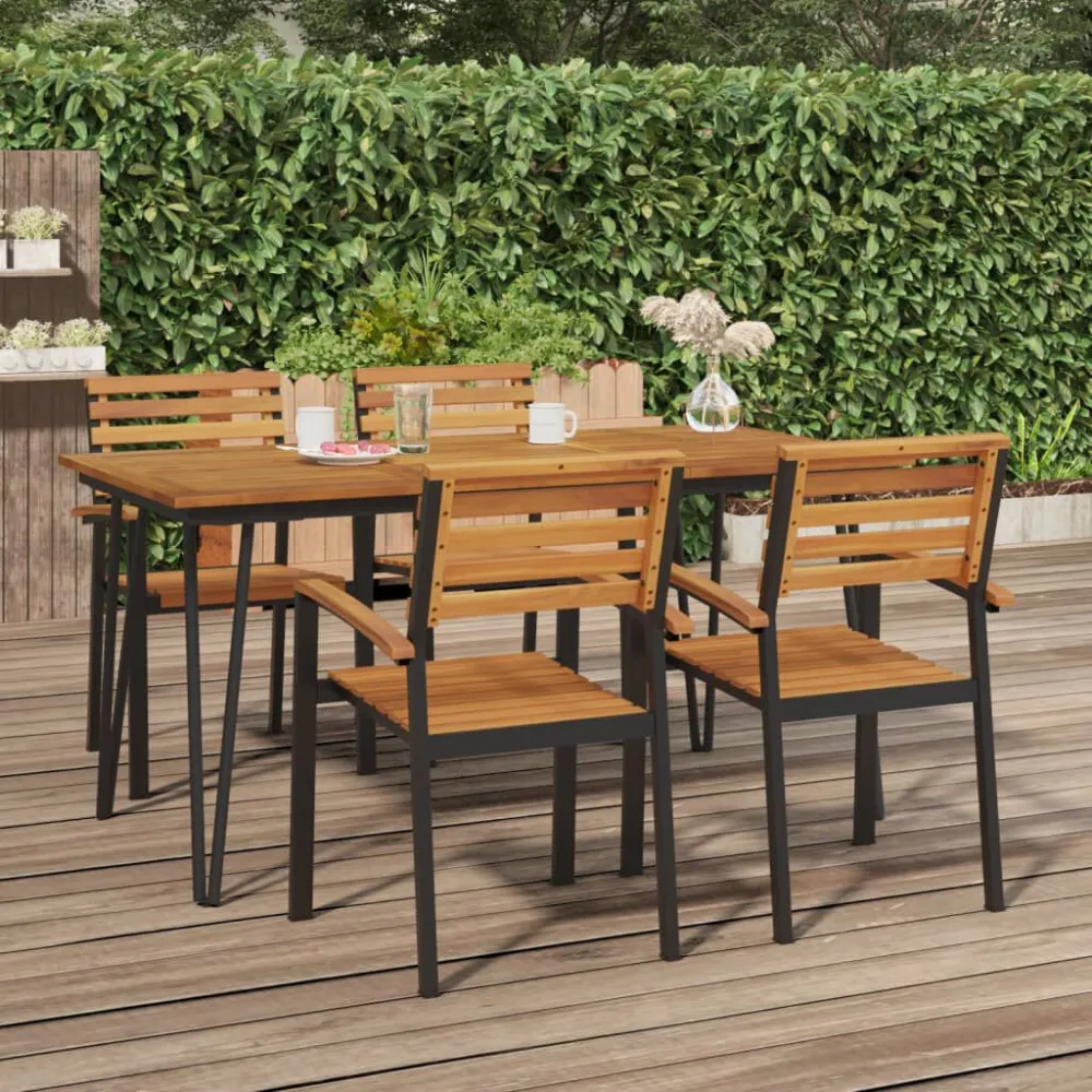 Mesa de Jardim Robusta Mesa jardim com pernas estilo grampo 160x80x75 cm acácia maciç