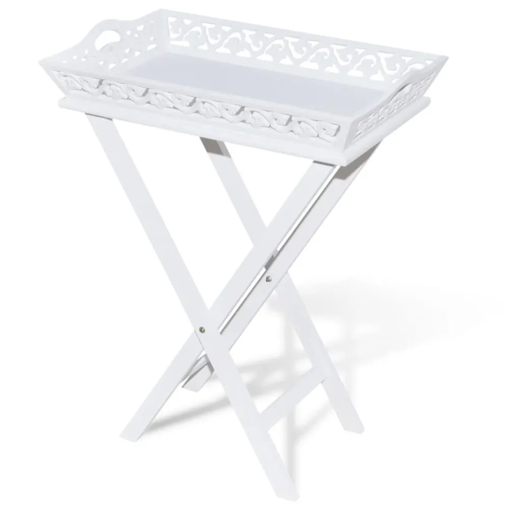 Mesa lateral com tabuleiro branco | Resistente às Intempéries