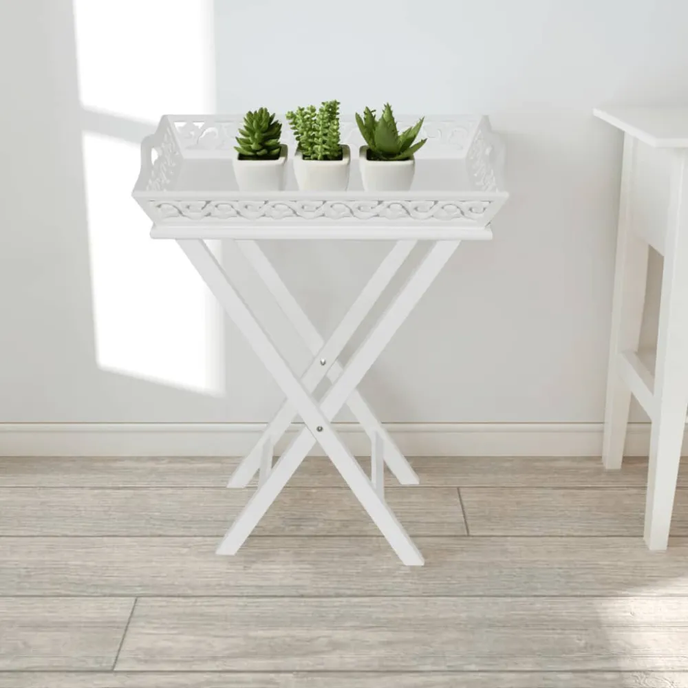 Mesa lateral com tabuleiro branco | Resistente às Intempéries