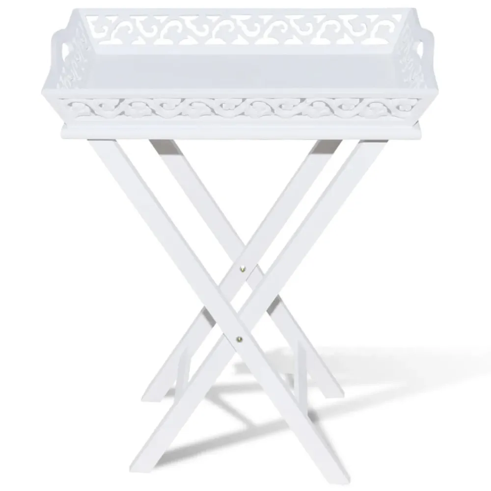 Mesa lateral com tabuleiro branco | Resistente às Intempéries