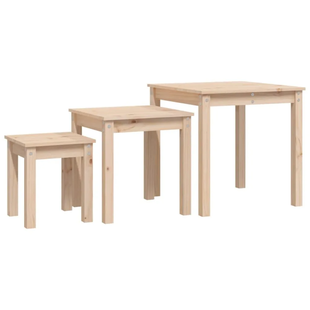 Mesas de encastrar 3 pcs madeira de pinho maciç Dimensões 120x80cm