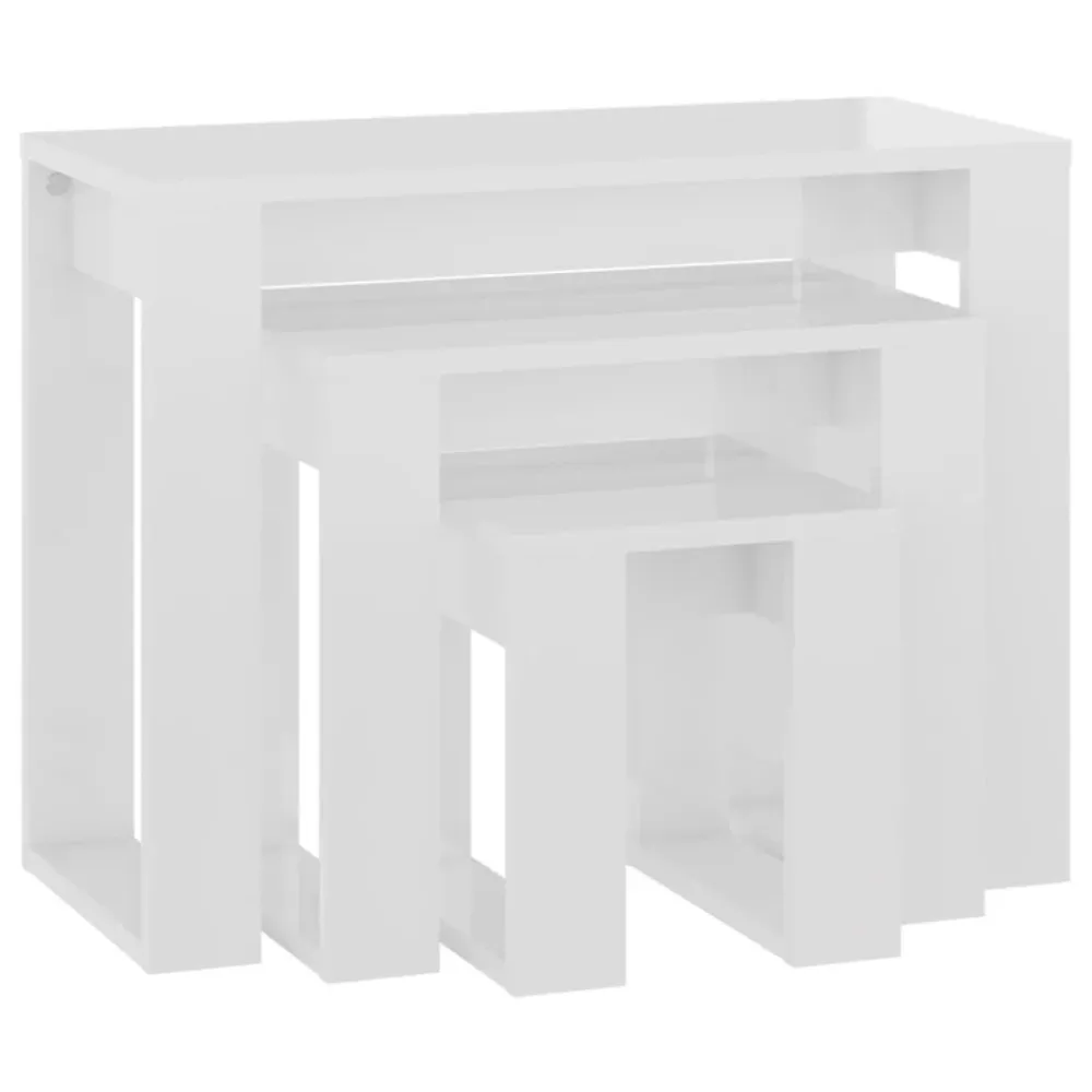 Mesas de encastrar 3 pcs madeira processada branco radiante