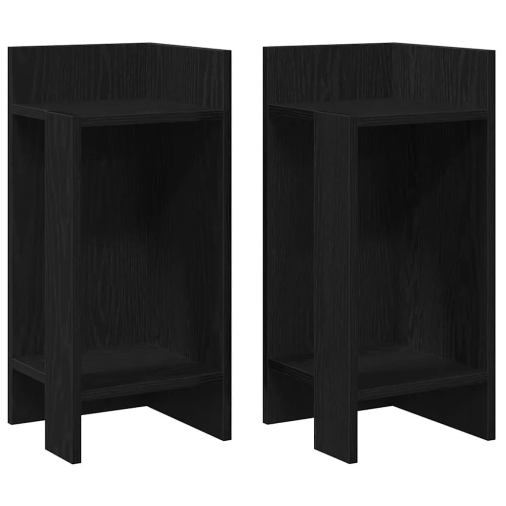 Mesas laterais 2 pcs com prateleira 110x50x103 cm preta | Montagem Rápida