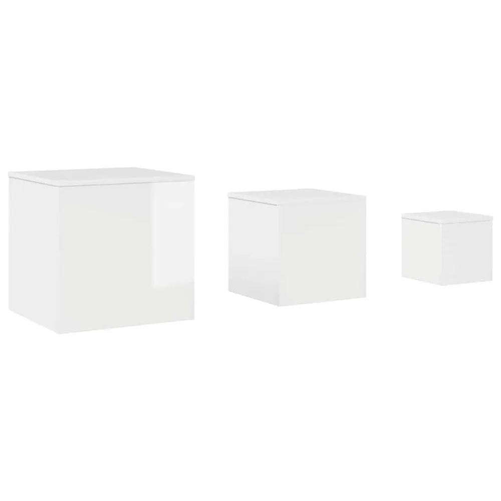 Premium para Exterior Mesas de apoio 3 pcs derivados de madeira branco cintilante