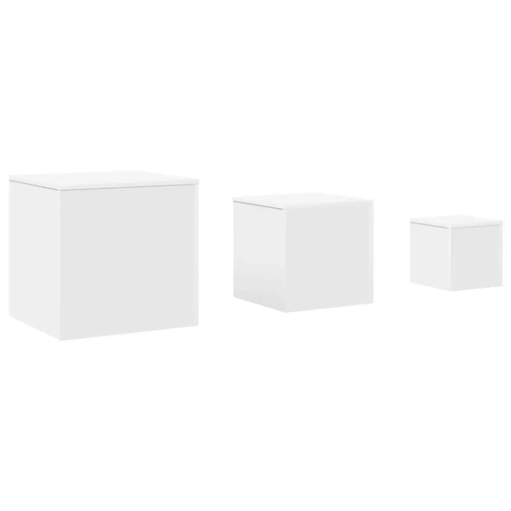 Resistente às Intempéries Mesas de apoio 3 pcs derivados de madeira branco
