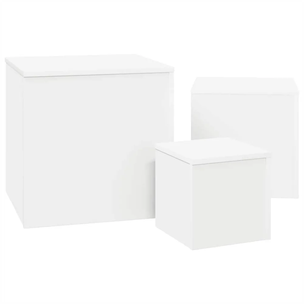 Resistente às Intempéries Mesas de apoio 3 pcs derivados de madeira branco