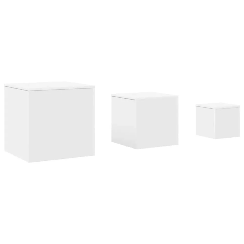 Resistente às Intempéries Mesas de apoio 3 pcs derivados de madeira branco