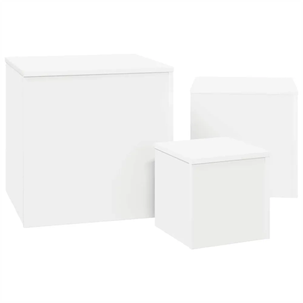 Resistente às Intempéries Mesas de apoio 3 pcs derivados de madeira branco