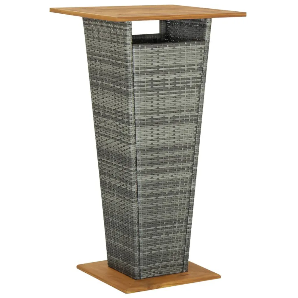 Mesa de Bistrô Mesa de bar 60x60x110 cm vime PE e acácia maciç cinzento