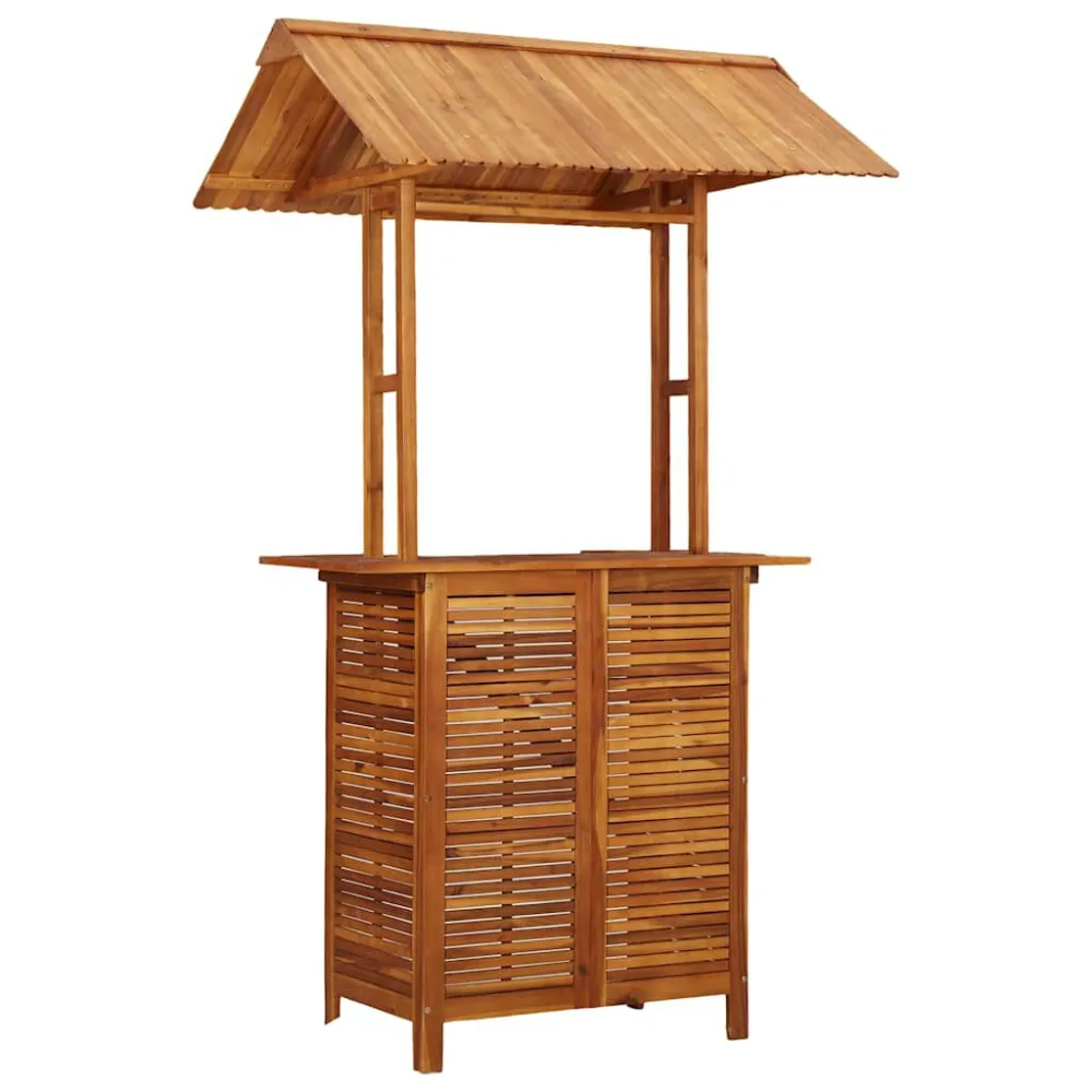 Mesa de Canto para Mesa de bar exterior com telhado 113x106x217 cm acácia maciç