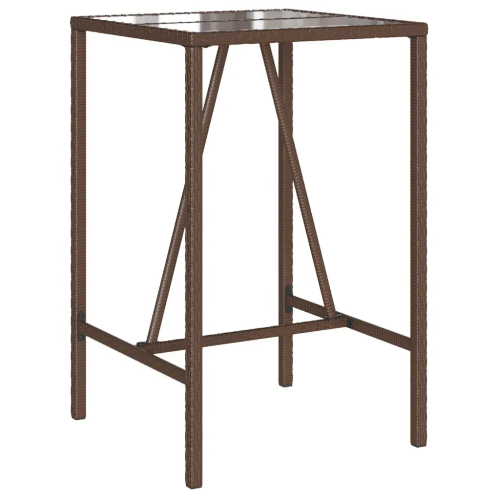 Resistente às Intempéries Mesa de bar para exterior 70x70x110 cm vime PE castanho