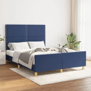 Cama Articulada Estrutura de cama com cabeceira 140x200 cm tecido azul