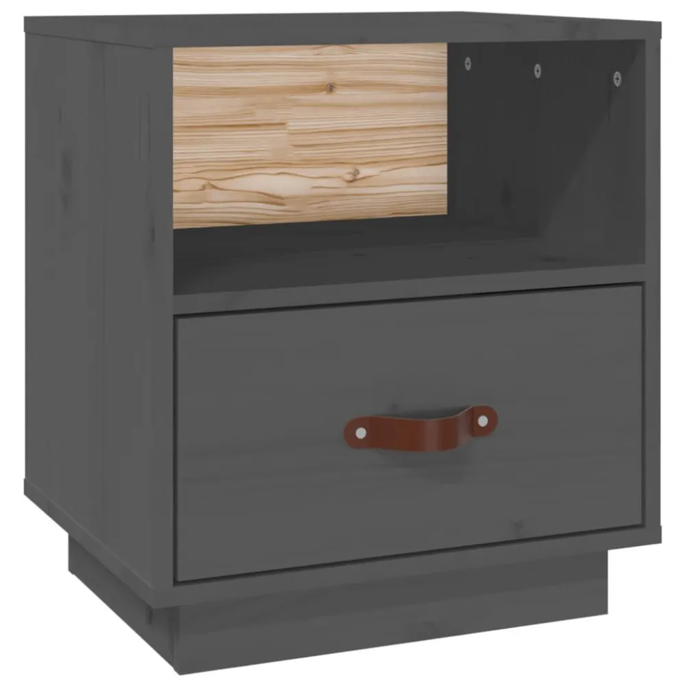 Cama Articulada Mesa de cabeceira 40x34x45 cm madeira de pinho maciç cinza