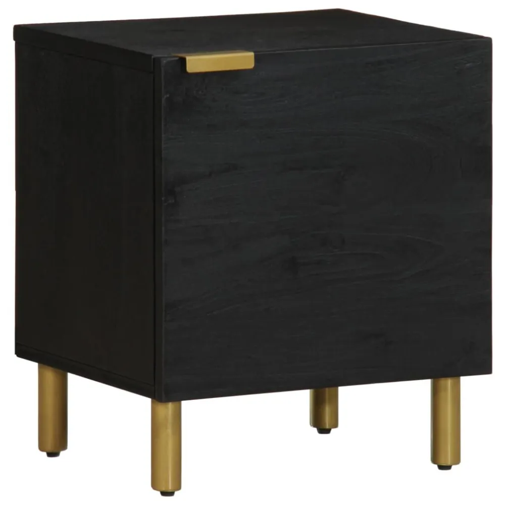 Cama com Cabeceira Mesa de cabeceira 40x33x46 cm madeira de mangueira maciç preto
