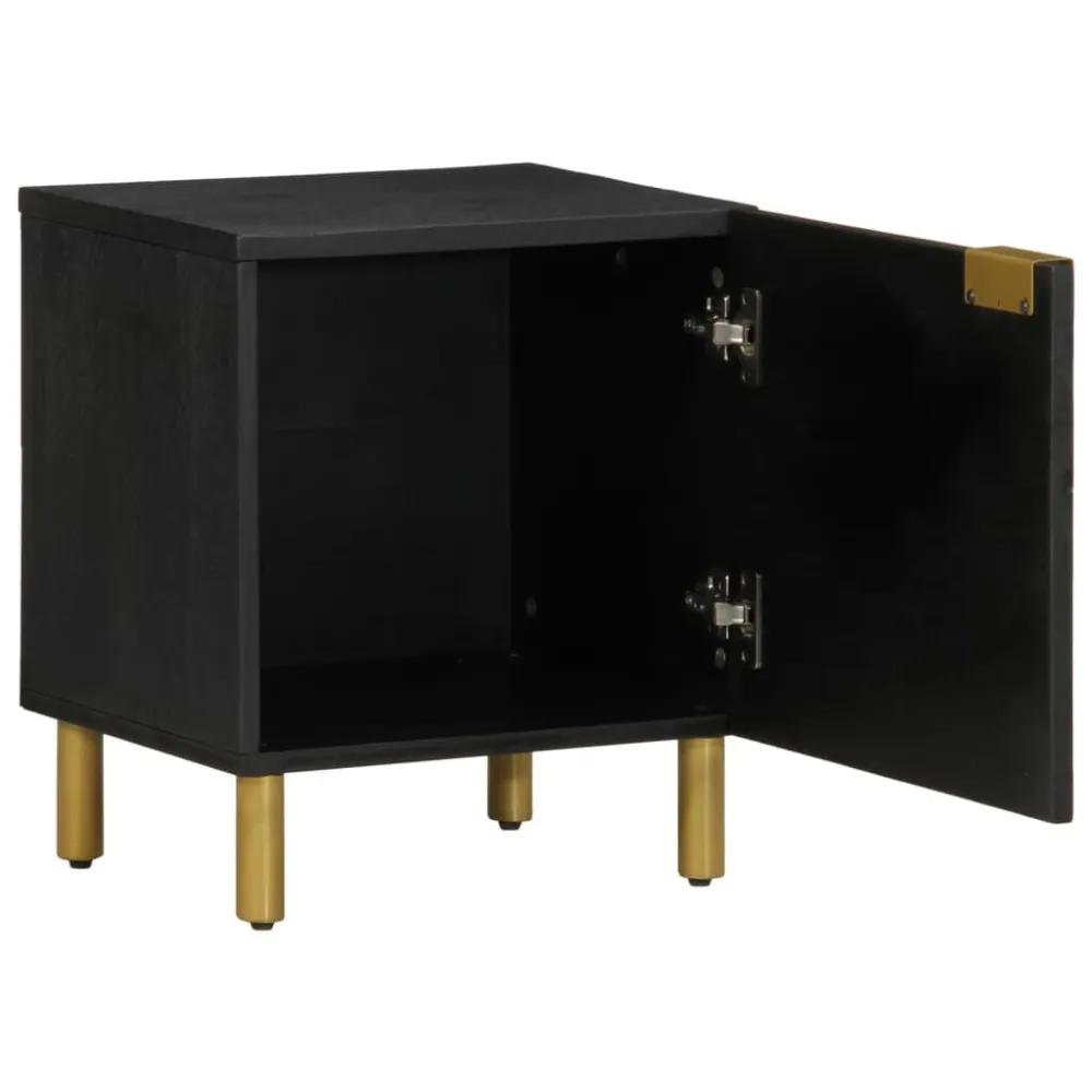 Cama com Cabeceira Mesa de cabeceira 40x33x46 cm madeira de mangueira maciç preto
