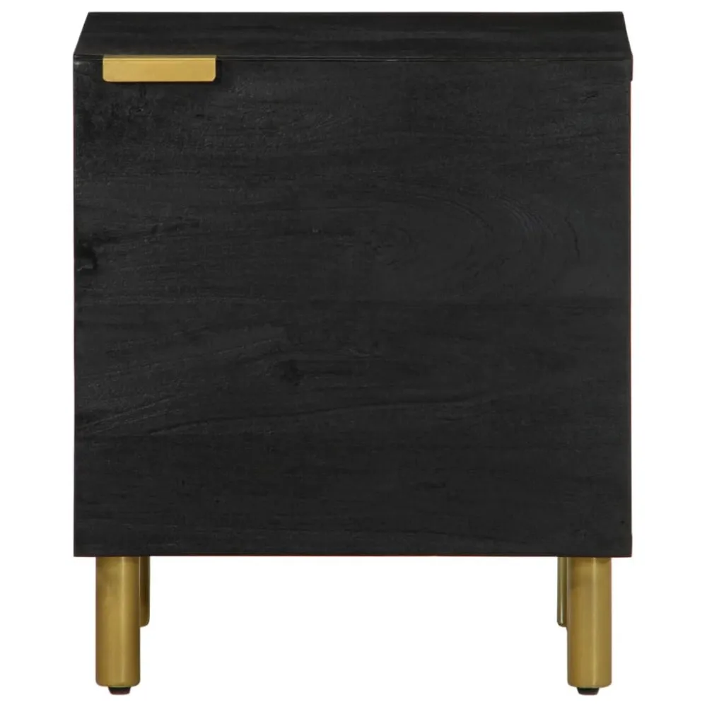 Cama com Cabeceira Mesa de cabeceira 40x33x46 cm madeira de mangueira maciç preto