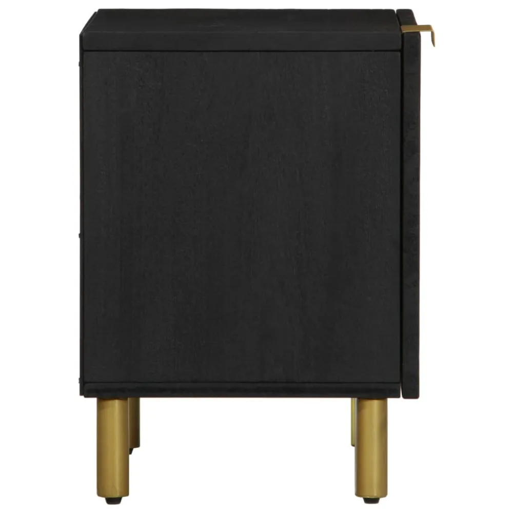 Cama com Cabeceira Mesa de cabeceira 40x33x46 cm madeira de mangueira maciç preto