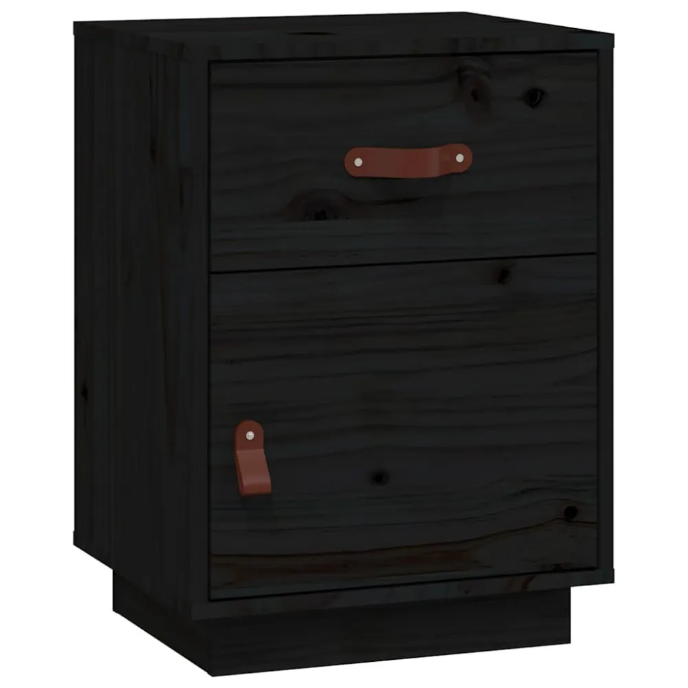 Cama com Cabeceira Mesa de cabeceira 40x34x55 cm madeira de pinho maciç preto