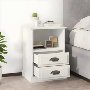 Cama com Cabeceira Mesas de cabeceira 2 peças 43x36x60 cm branco