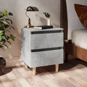 Cama Baú Mesa de cabeceira com pernas de pinho 40x35x50 cm cinza cimento