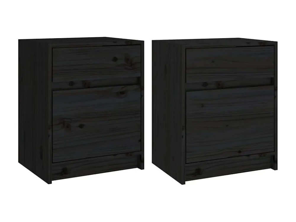 Cômoda Organizadora Mesas de cabeceira 2 peças 40x31x50 cm pinho maciço preto