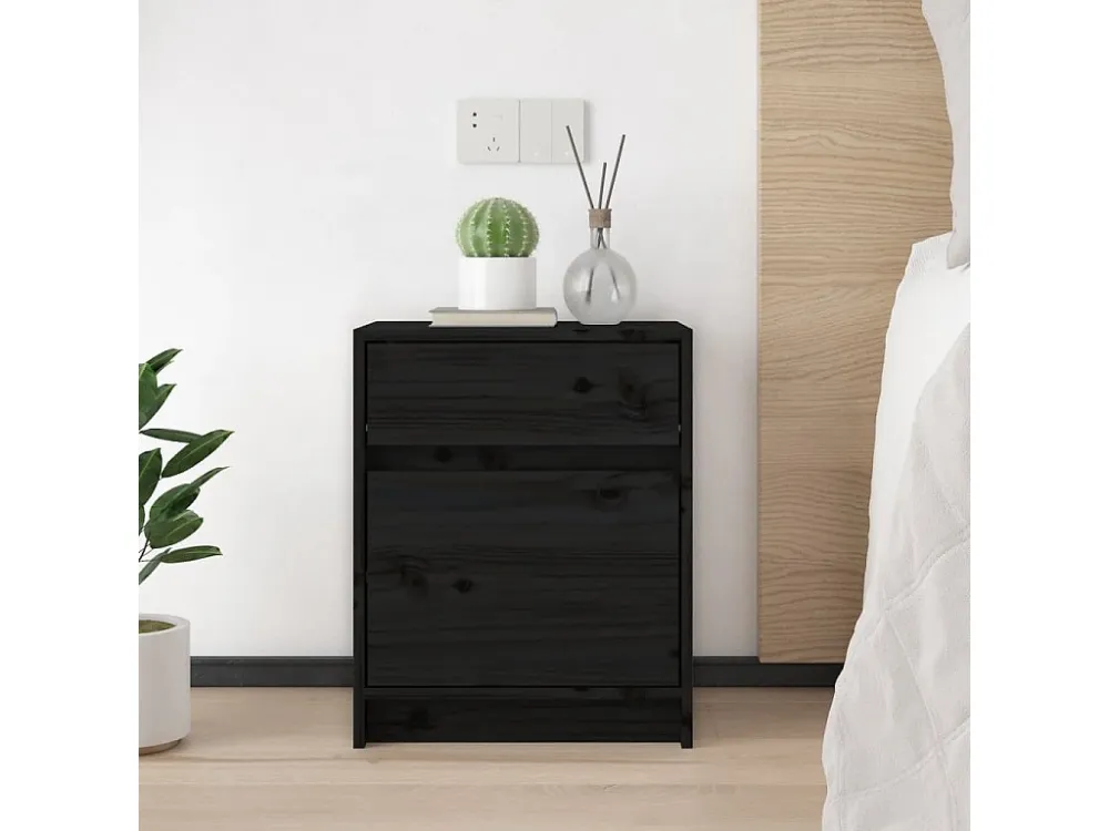 Cômoda Organizadora Mesas de cabeceira 2 peças 40x31x50 cm pinho maciço preto