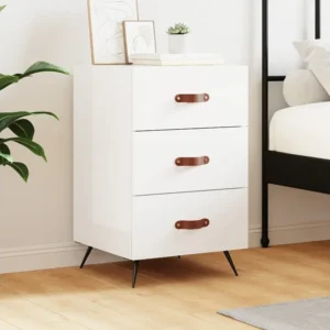 Conjunto Completo para Quarto Mesa de cabeceira 40x40x66cm derivados madeira branco resplandecente