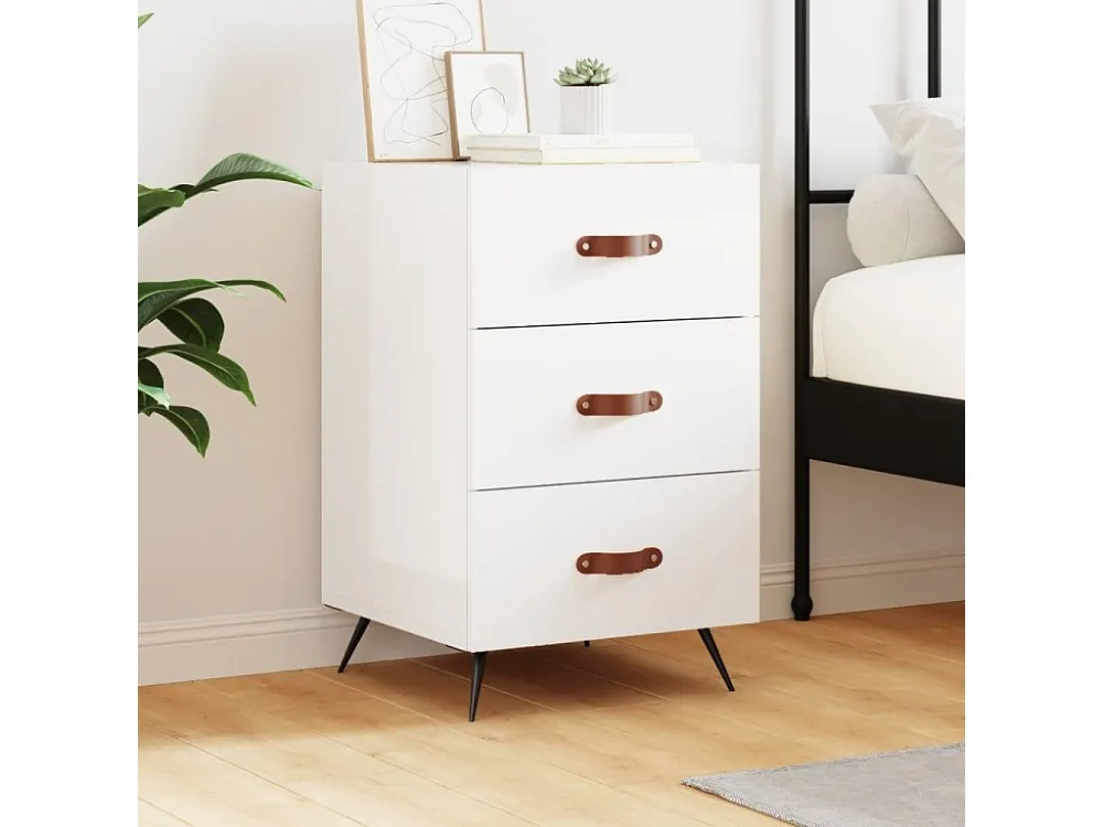 Conjunto Completo para Quarto Mesa de cabeceira 40x40x66cm derivados madeira branco resplandecente