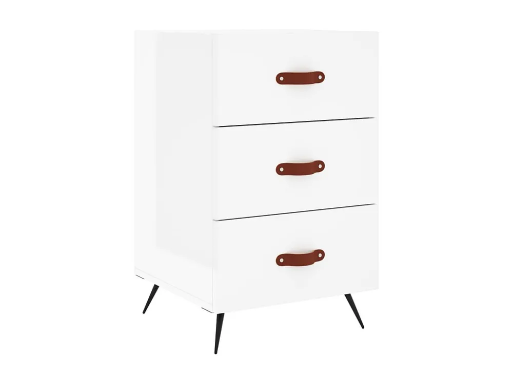 Conjunto Completo para Quarto Mesa de cabeceira 40x40x66cm derivados madeira branco resplandecente