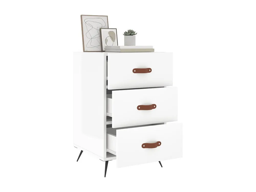 Conjunto Completo para Quarto Mesa de cabeceira 40x40x66cm derivados madeira branco resplandecente