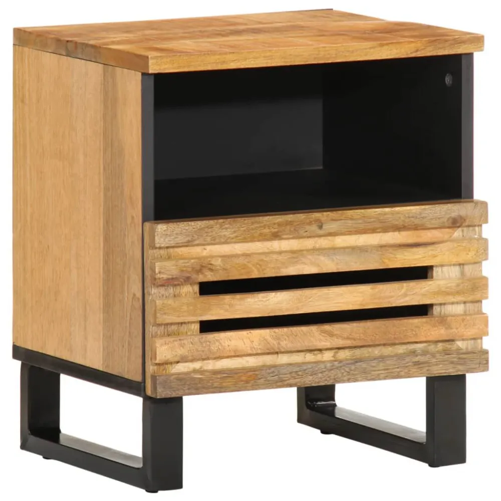 Conjunto Completo para Quarto Mesa de cabeceira 40x34x46cm madeira de mangueira áspera maciç