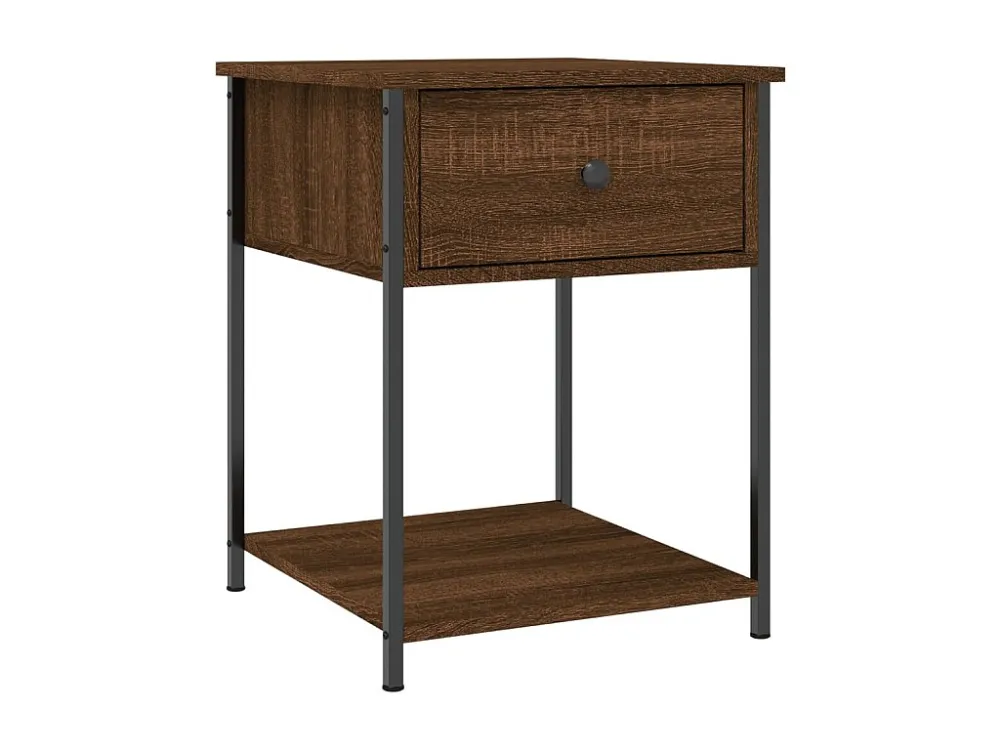 Design de Luxo Mesa cabeceira 44x45x58 cm derivados madeira carvalho castanho