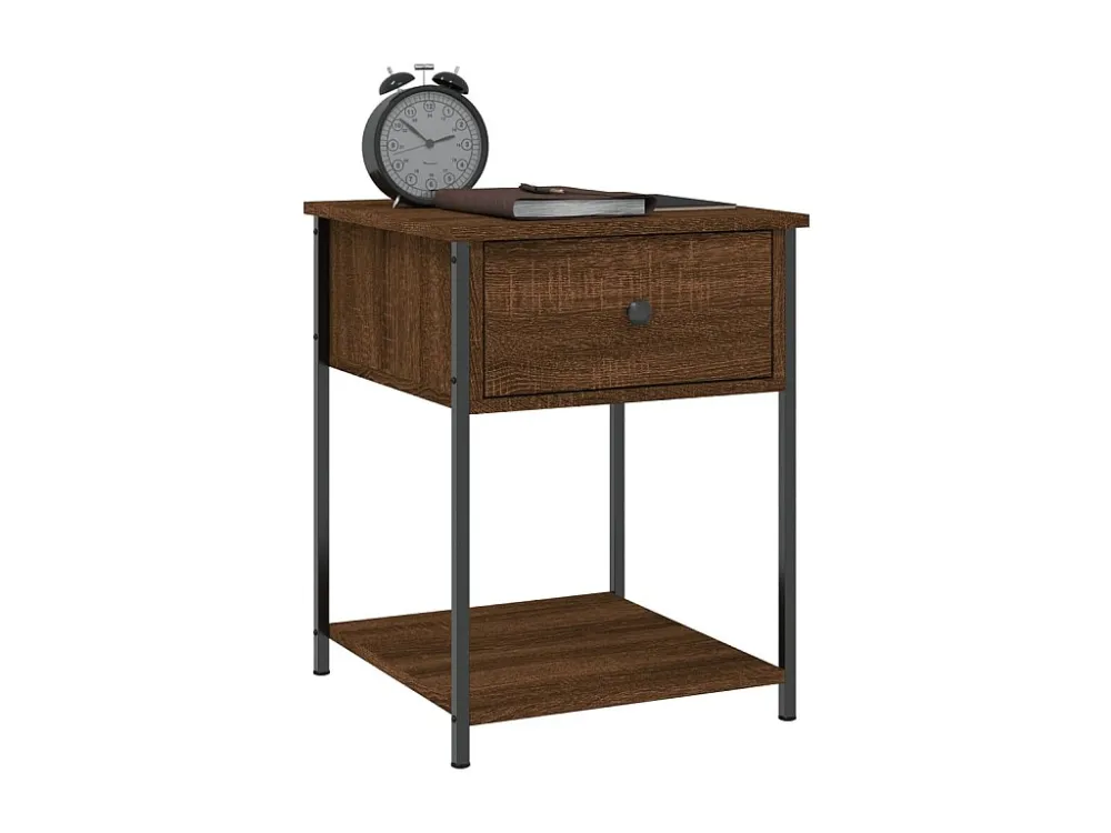 Design de Luxo Mesa cabeceira 44x45x58 cm derivados madeira carvalho castanho