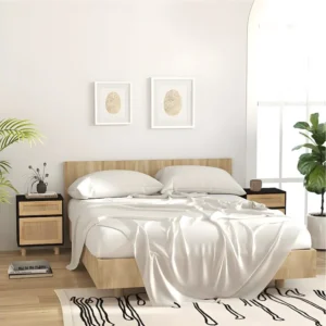 Design de Luxo Mesas de cabeceira 2 peças pinho maciço e vime orgânico preto