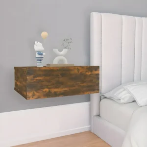 Design de Luxo Mesas cabeceira susp. 2peças 40x30x15 cm cor carvalho fumado