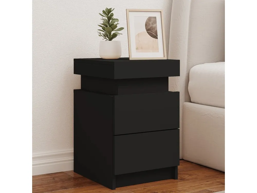 Ergonômico Mesas de cabeceira com luzes LED 2 peças 35x39x55 cm preto