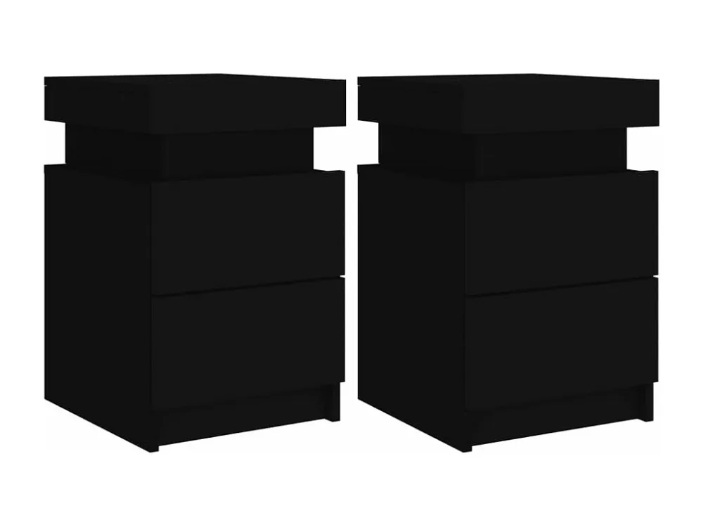 Ergonômico Mesas de cabeceira com luzes LED 2 peças 35x39x55 cm preto