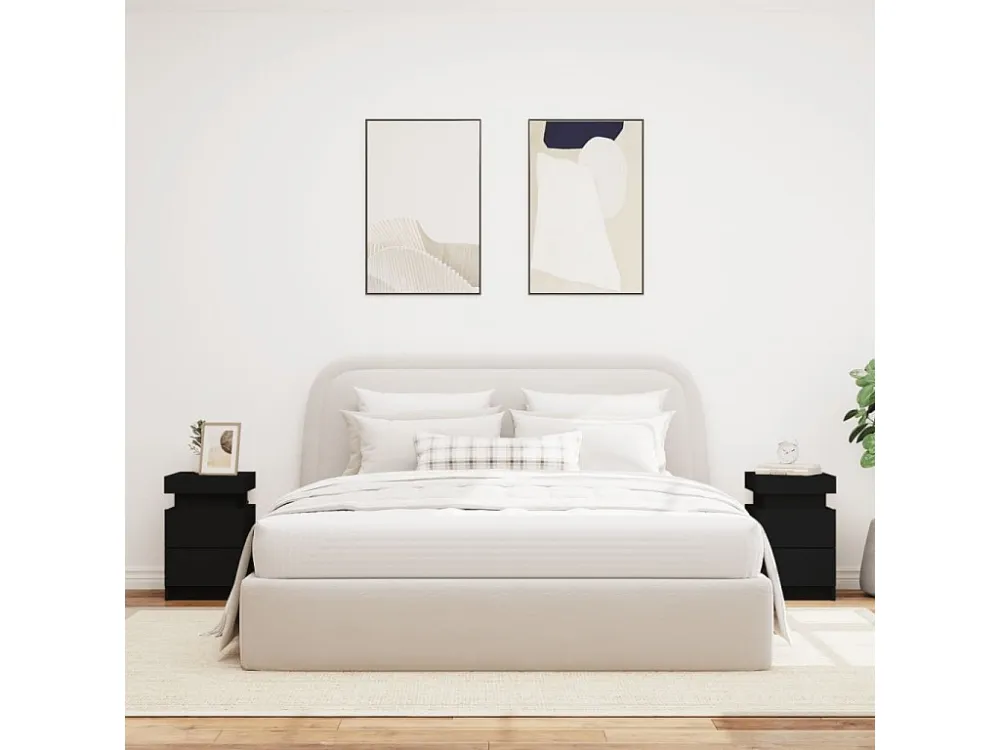 Ergonômico Mesas de cabeceira com luzes LED 2 peças 35x39x55 cm preto